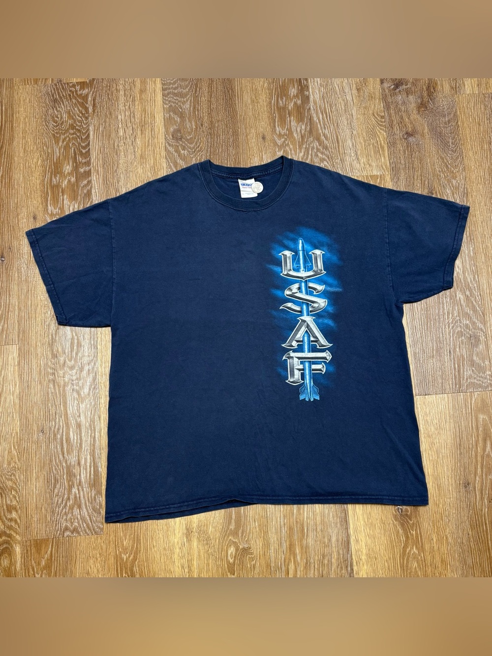 Gildan Navy Short-Sleeve Tee with Vertical USAF Graphic